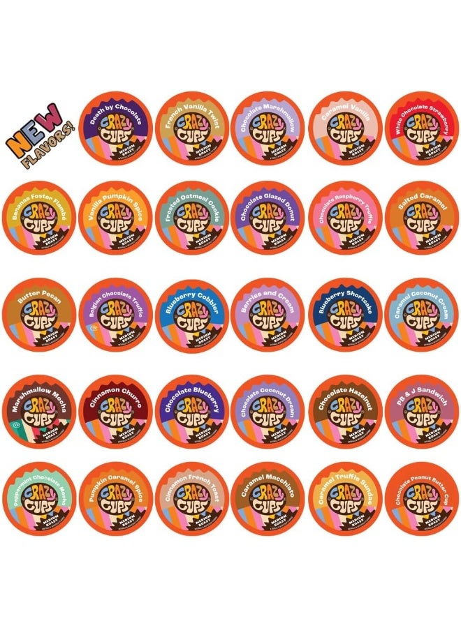 Crazy Cups Flavored Coffee in Single Serve Coffee Pods - Flavor Coffee Variety Pack for Keurig K Cups Machine from Crazy Cups, 30 Count - Image 1